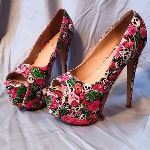 Stilettos Shoe Dazzle Marlayne Sugar Skull Peep Toe